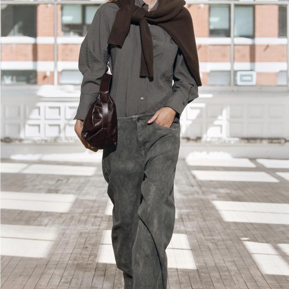 Zara Gray Button-Down Shirt